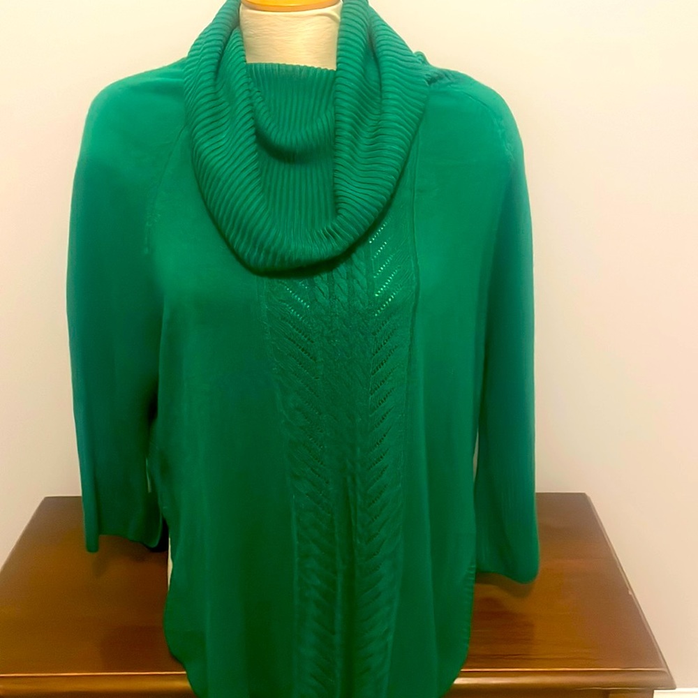 Westbound Green Cowl Neck Sweater Women's Med Pullover Top Long Sleeve